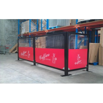 Set 2 +2 - 1.5m High Black Square Tube Cafe Wind Barrier with Print